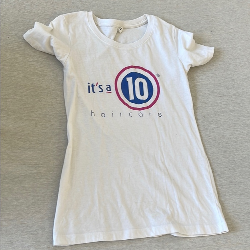 It’s a 10 hair care shirt small